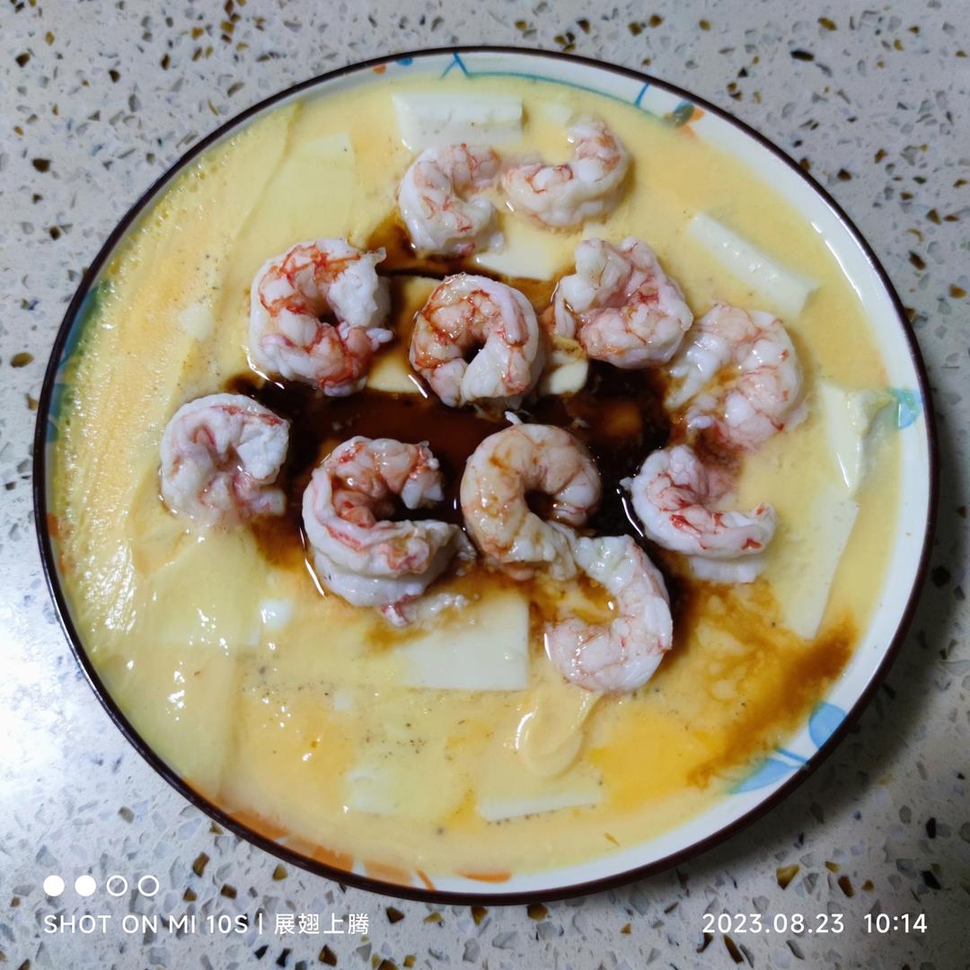 超嫩滑的「虾仁豆腐水蒸蛋」