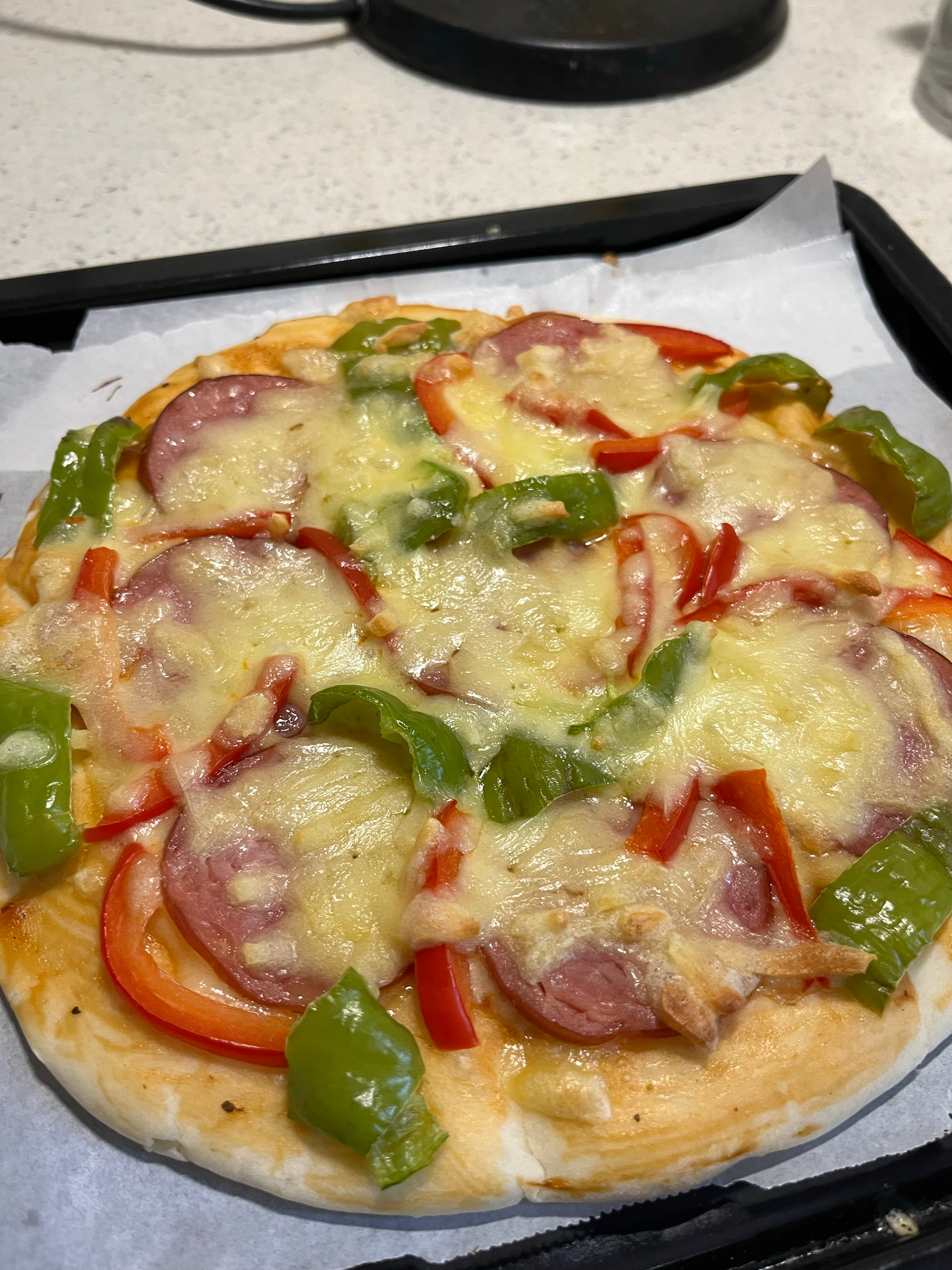 外脆里嫩的意式香肠披萨