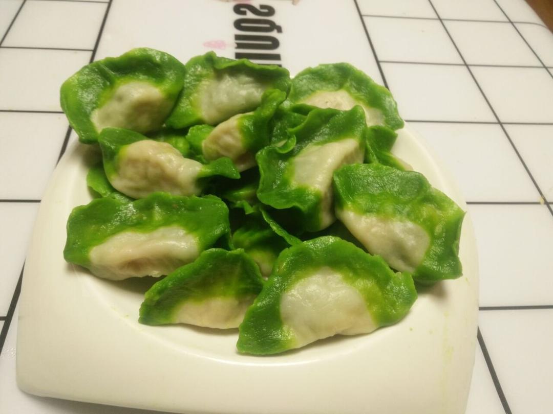 不变色翡翠白玉菠菜饺子 从里到外的菠菜 好看更好吃