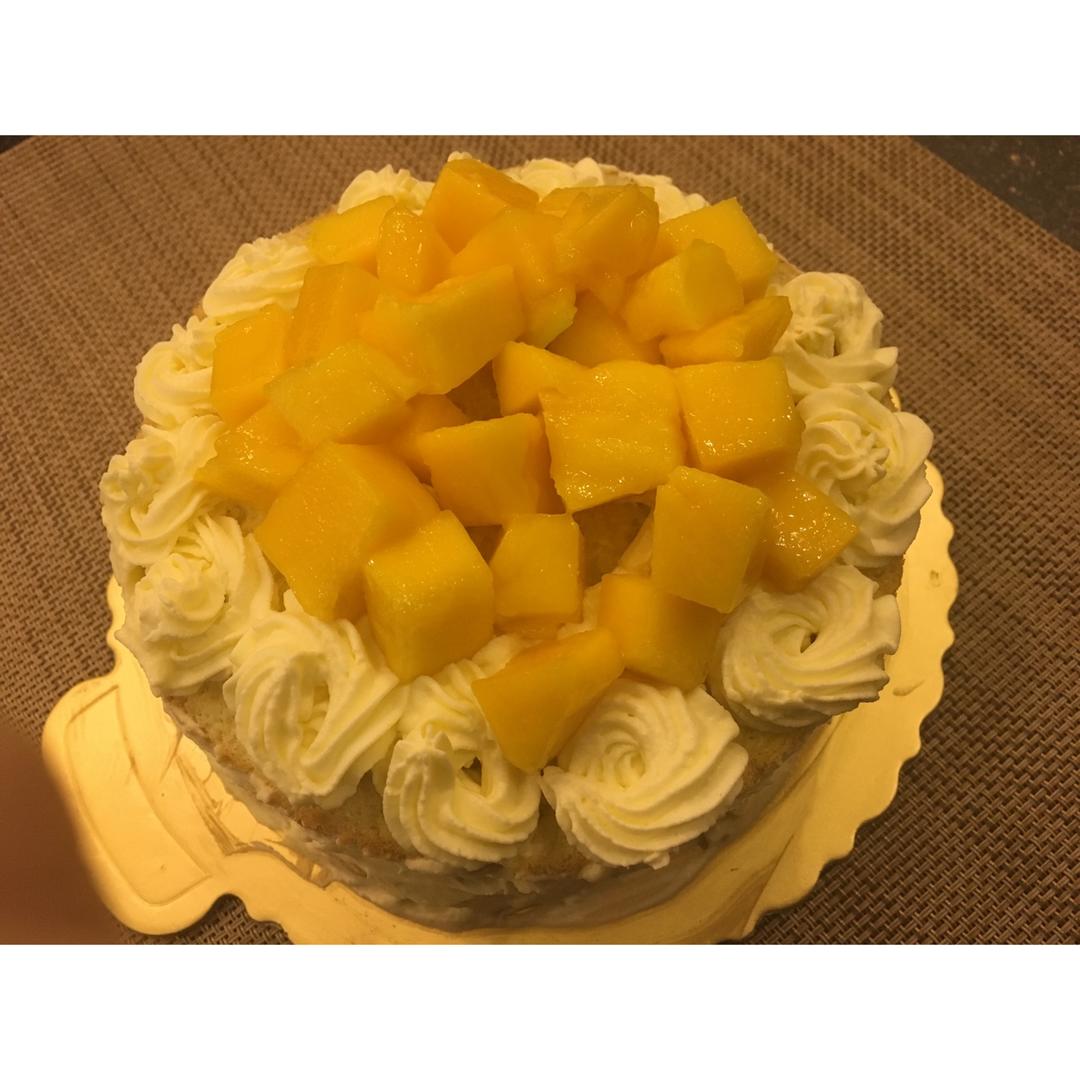 【零失败】不会裱花没关系的水果裸蛋糕 芒果裸蛋糕 完美戚风胚