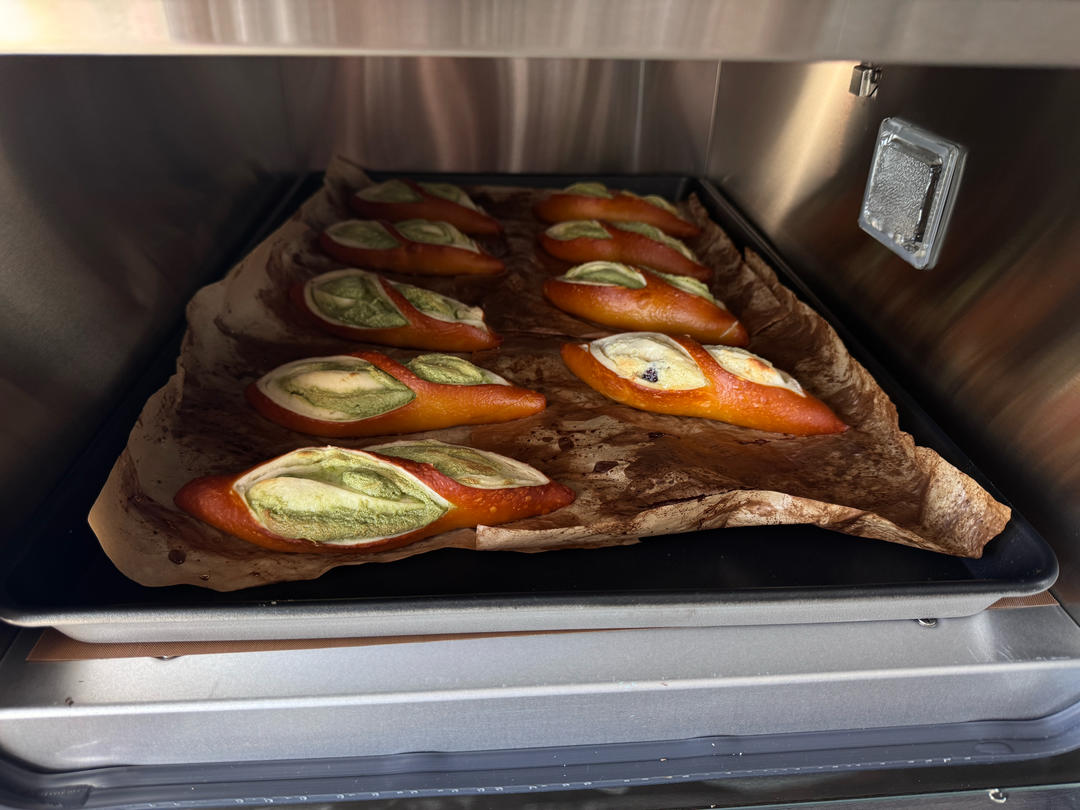 原味（抹茶）2款奶酥馅德式碱水面包｜一次搞定两种口味｜高颜值｜快手｜免手套膜｜免发酵