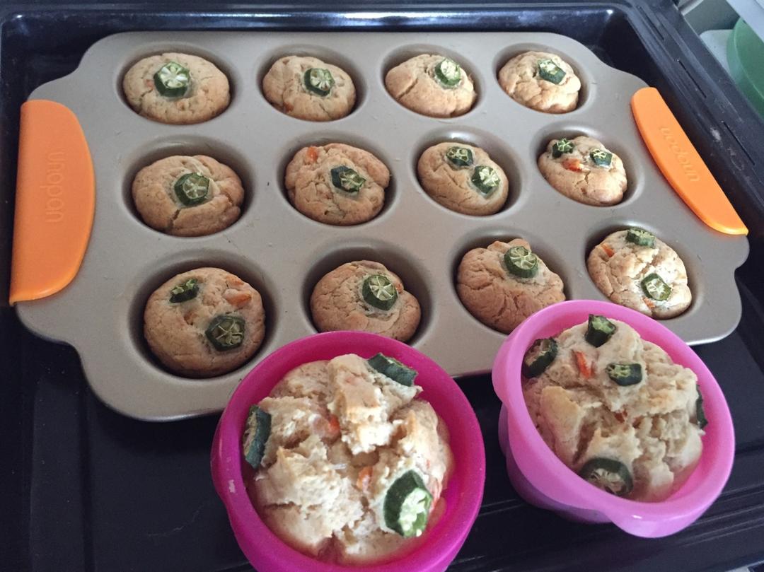 秋葵蔬菜肉松麦芬（可以拉丝的麦芬）