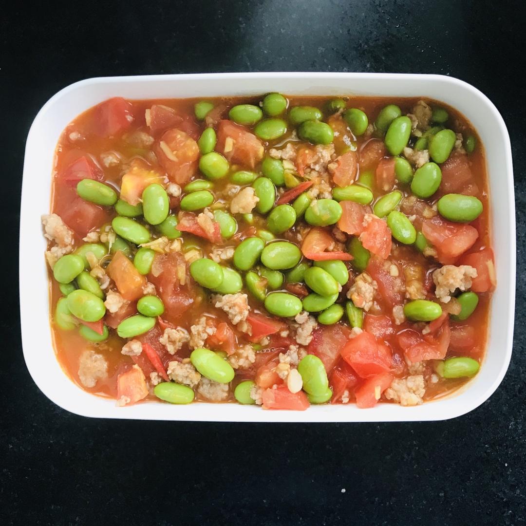 肉末番茄烧毛豆