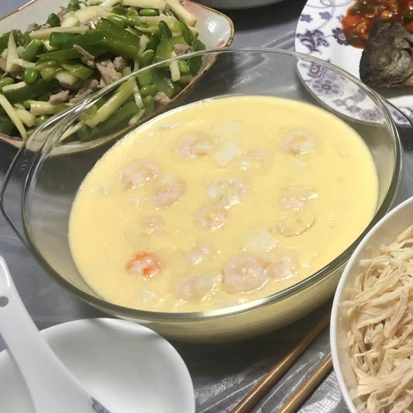虾仁豆腐蒸水蛋