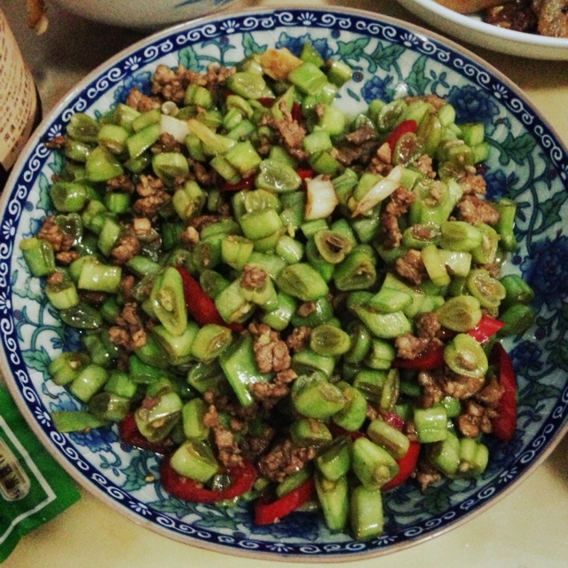 肉沫豆角下饭菜