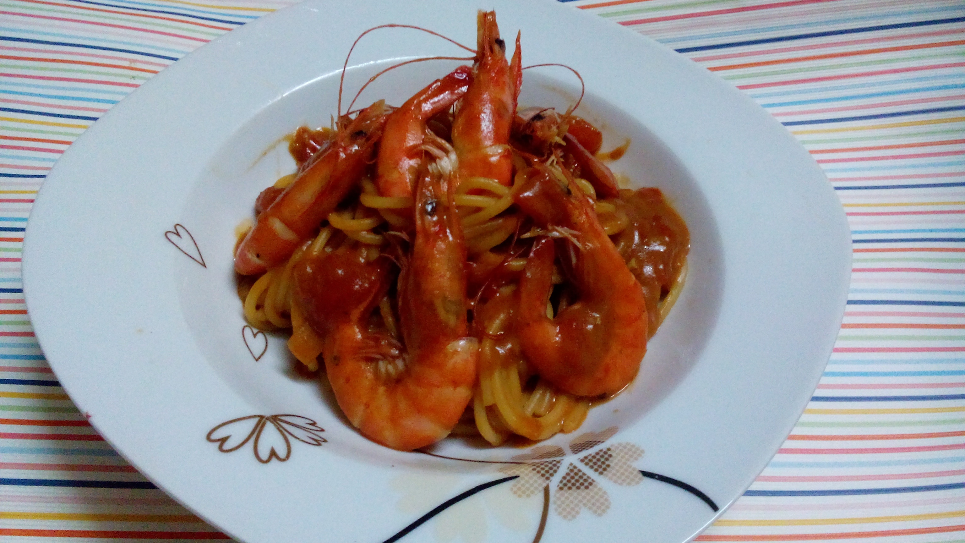 番茄虾仁奶油意面