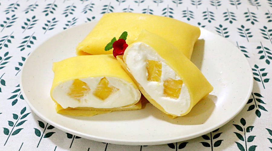 快手开心甜品-芒果班戟（轻甜版，2只的分量）的做法