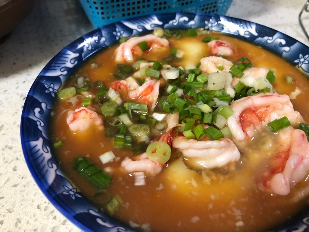 虾仁豆腐蒸水蛋