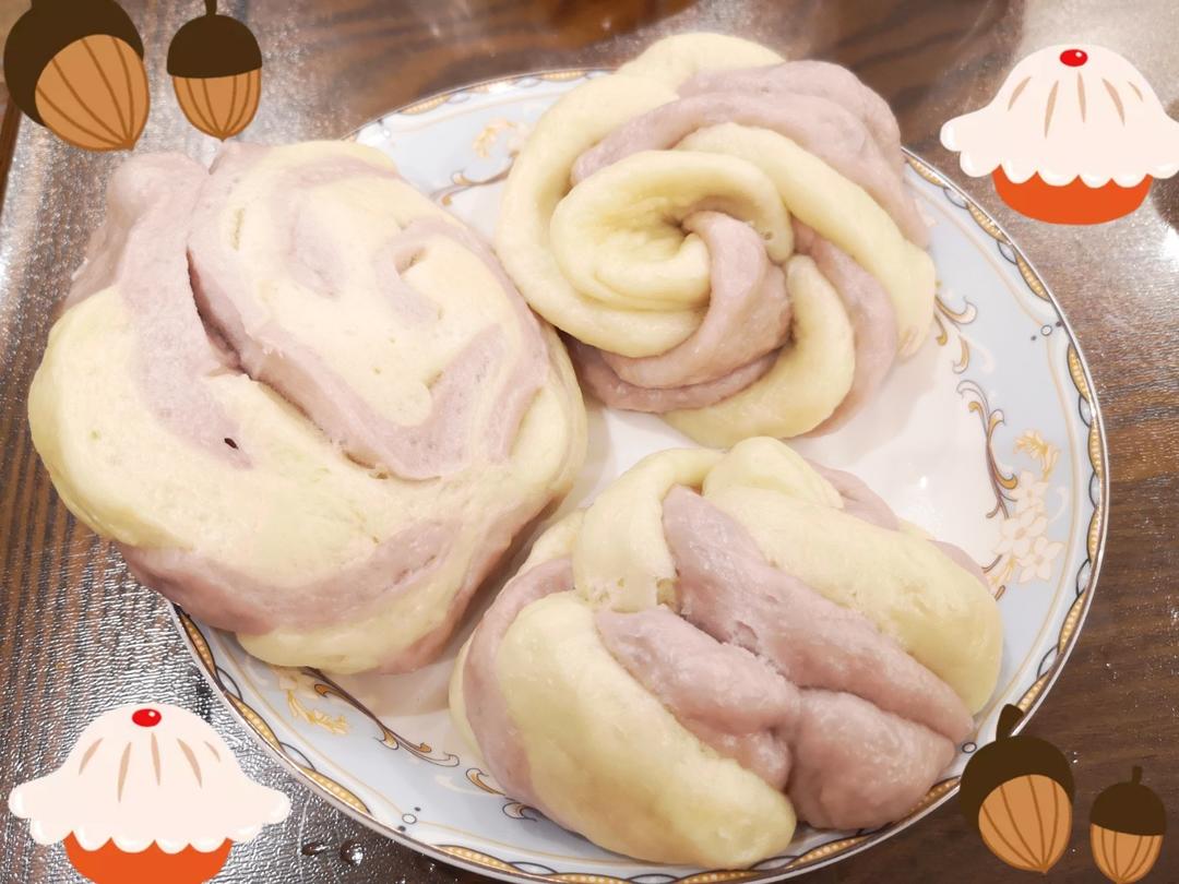 紫薯玫瑰花馒头