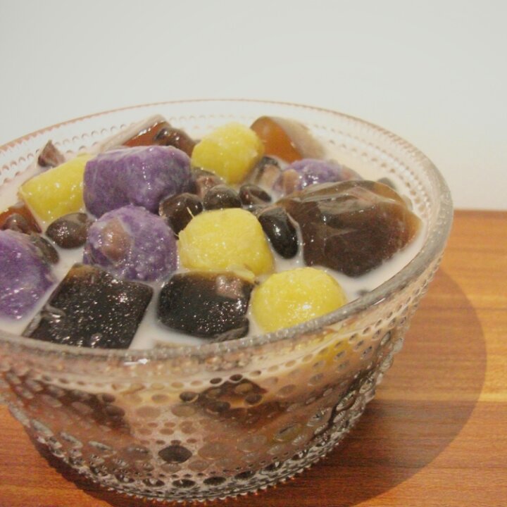 自制三色芋圆（红薯、紫薯、南瓜）