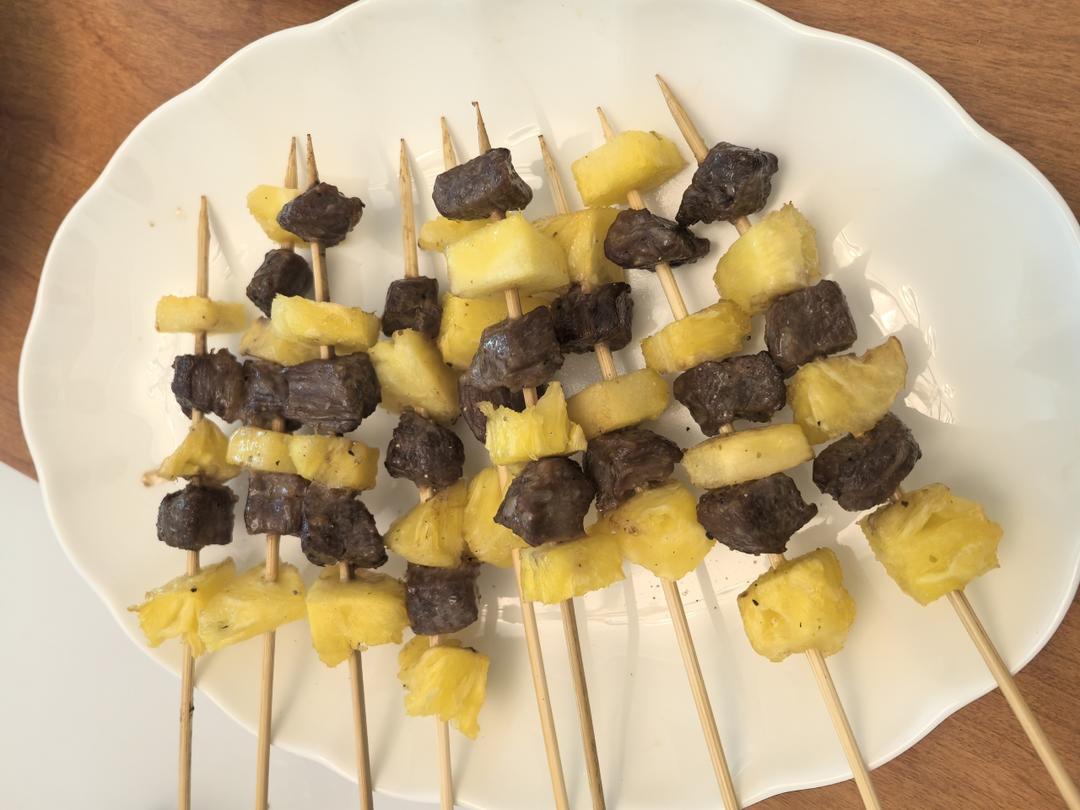 减脂期也可以吃的空气炸锅版菠萝牛肉串