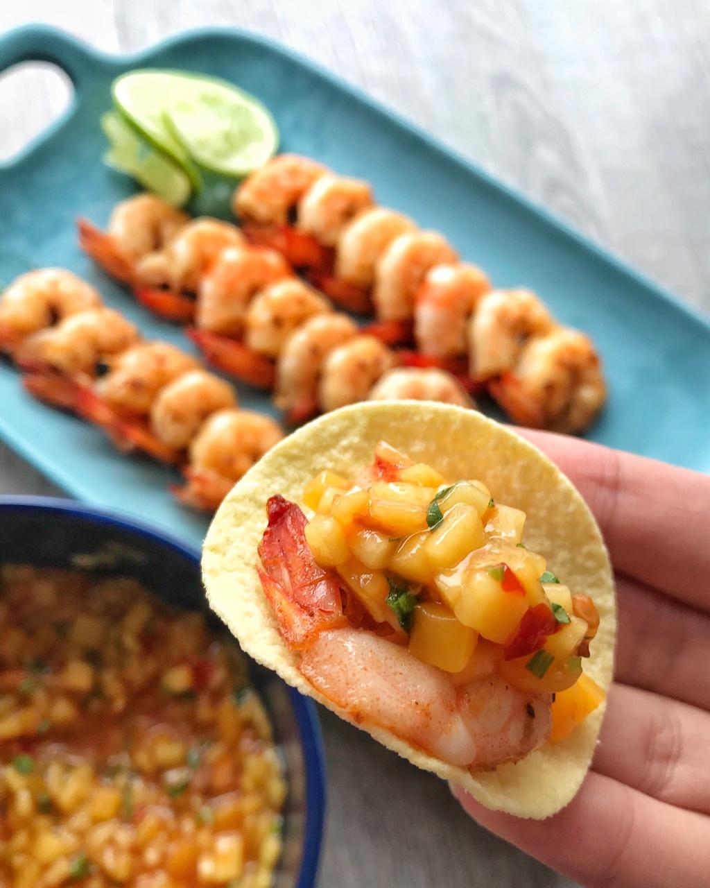 虾配芒果酸辣酱，酸辣开胃泰式小菜