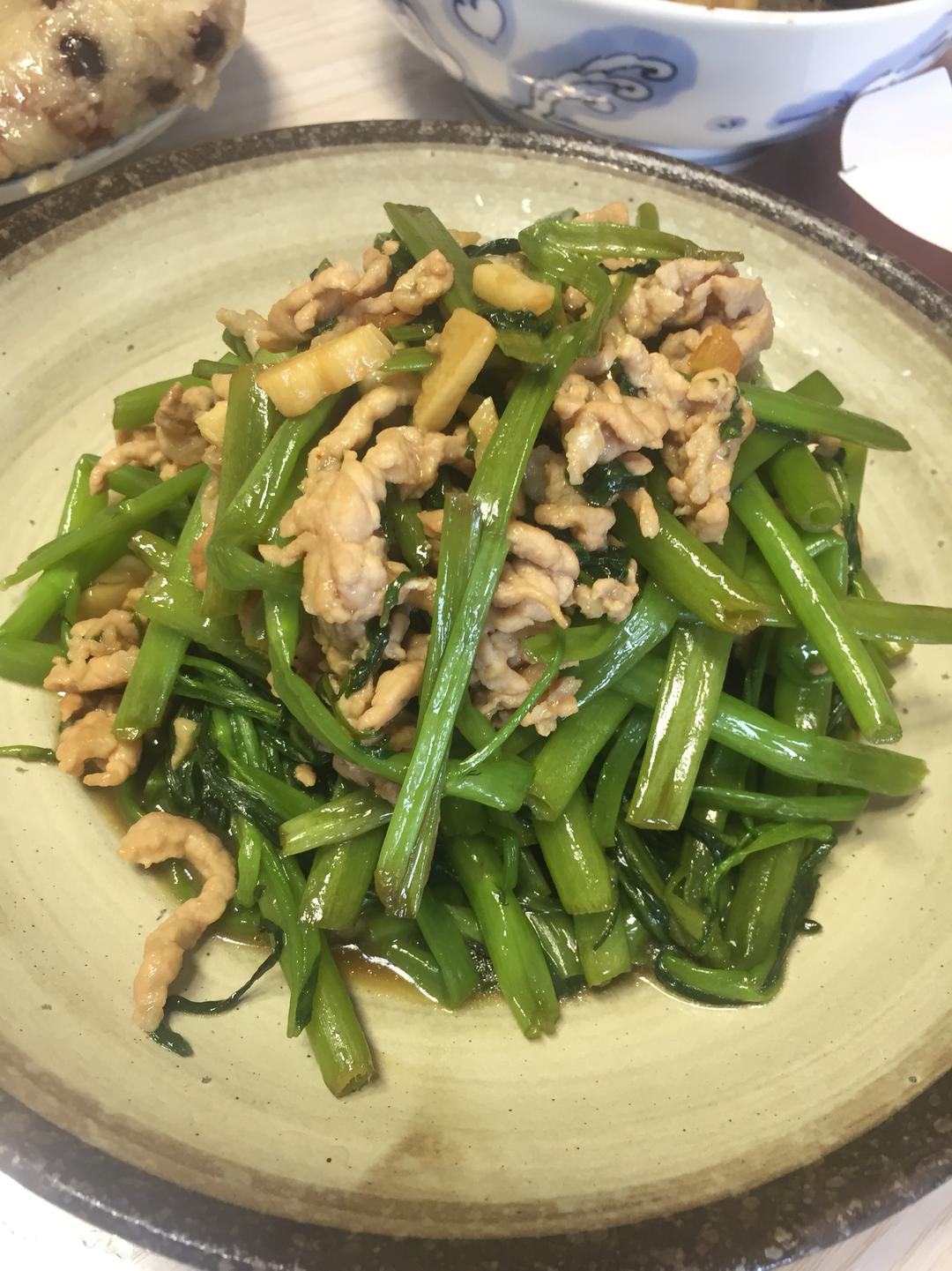 肉丝空心菜的做法