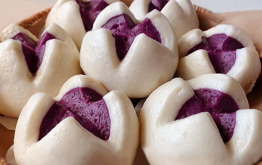 紫薯开花馒头（一次发酵双色馒头）的做法