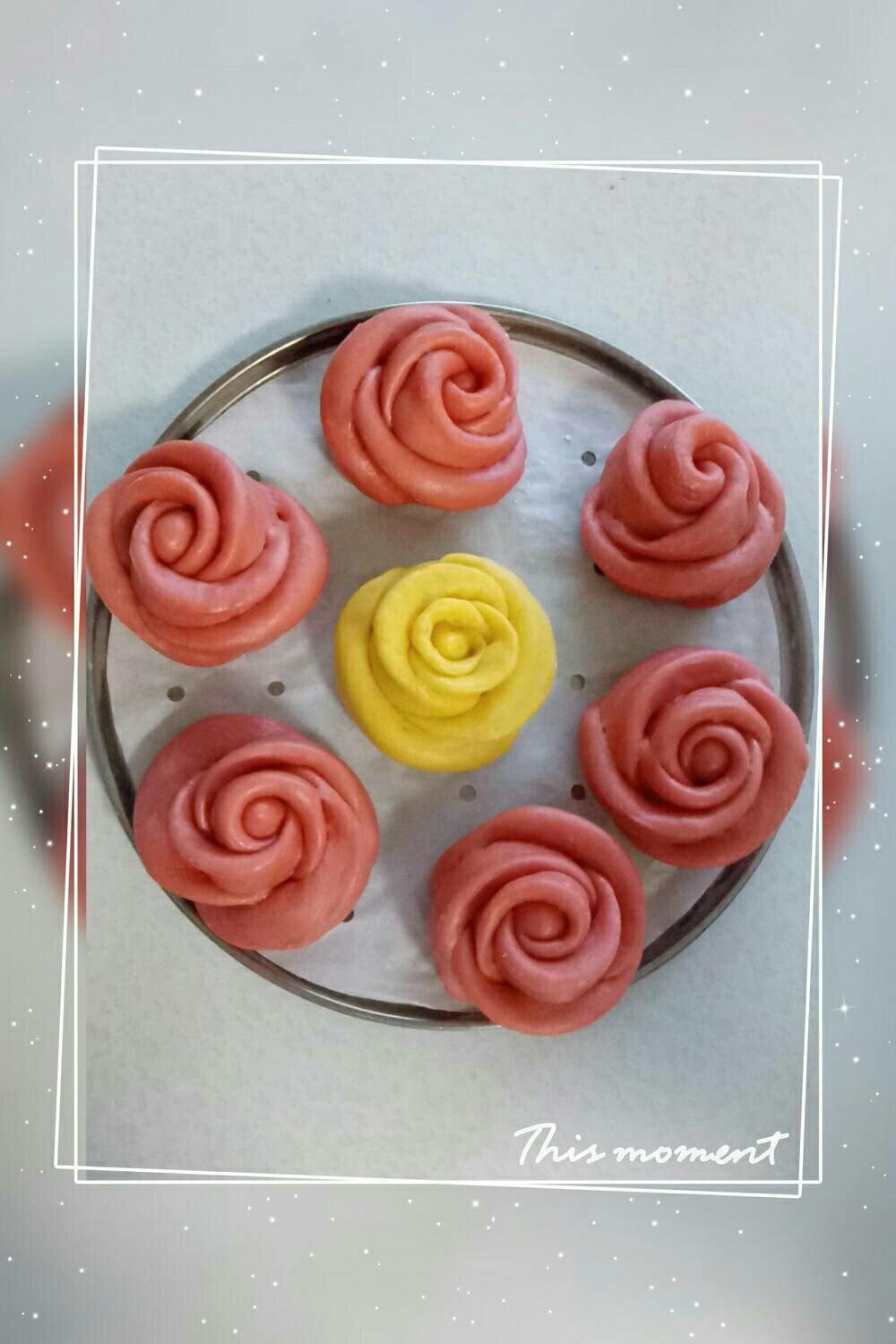 南瓜玫瑰馒头（一次发酵法）