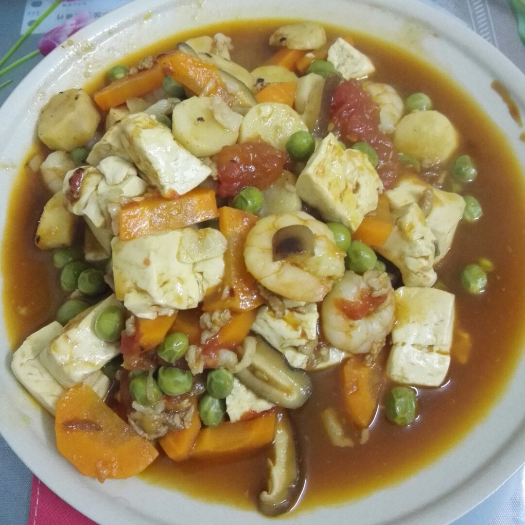 茄汁虾仁豆腐