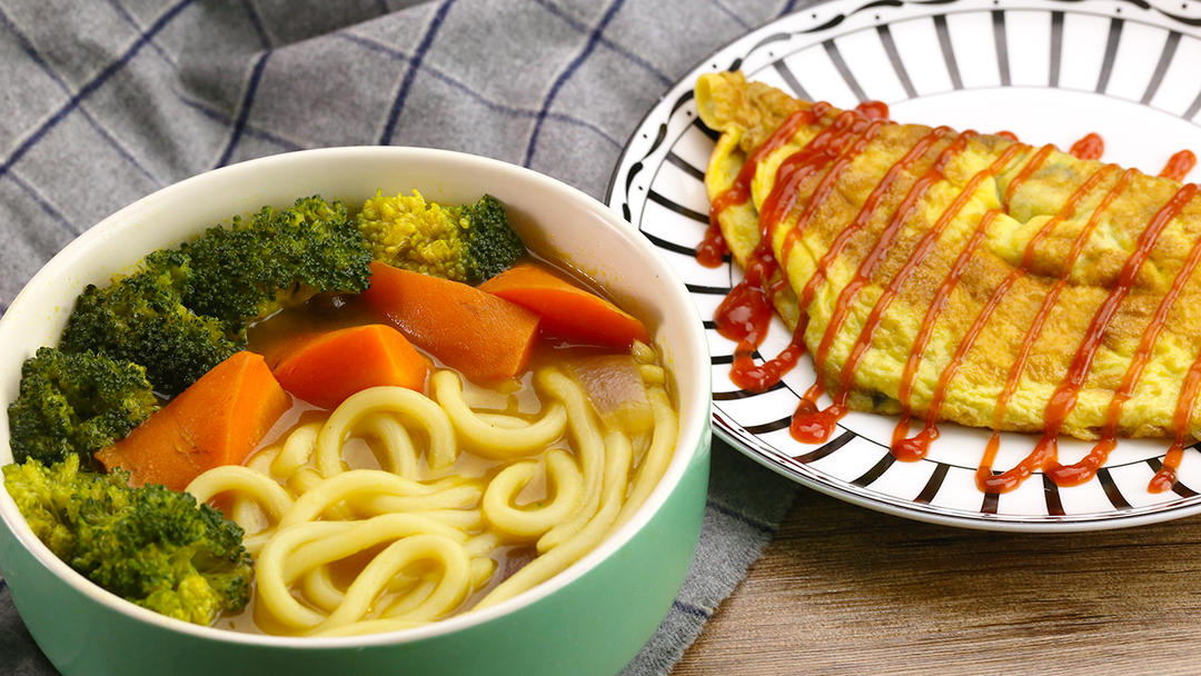 超快蔬菜咖喱乌冬面 | 太阳猫早餐