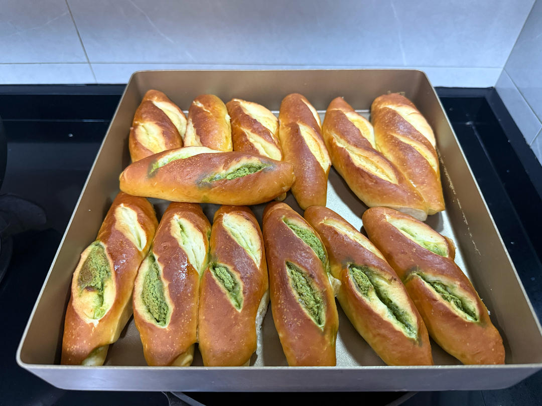 原味（抹茶）2款奶酥馅德式碱水面包｜一次搞定两种口味｜高颜值｜快手｜免手套膜｜免发酵