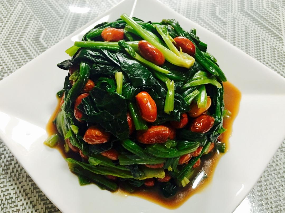 老醋菠菜花生/Vinegar spinach and peanut salad