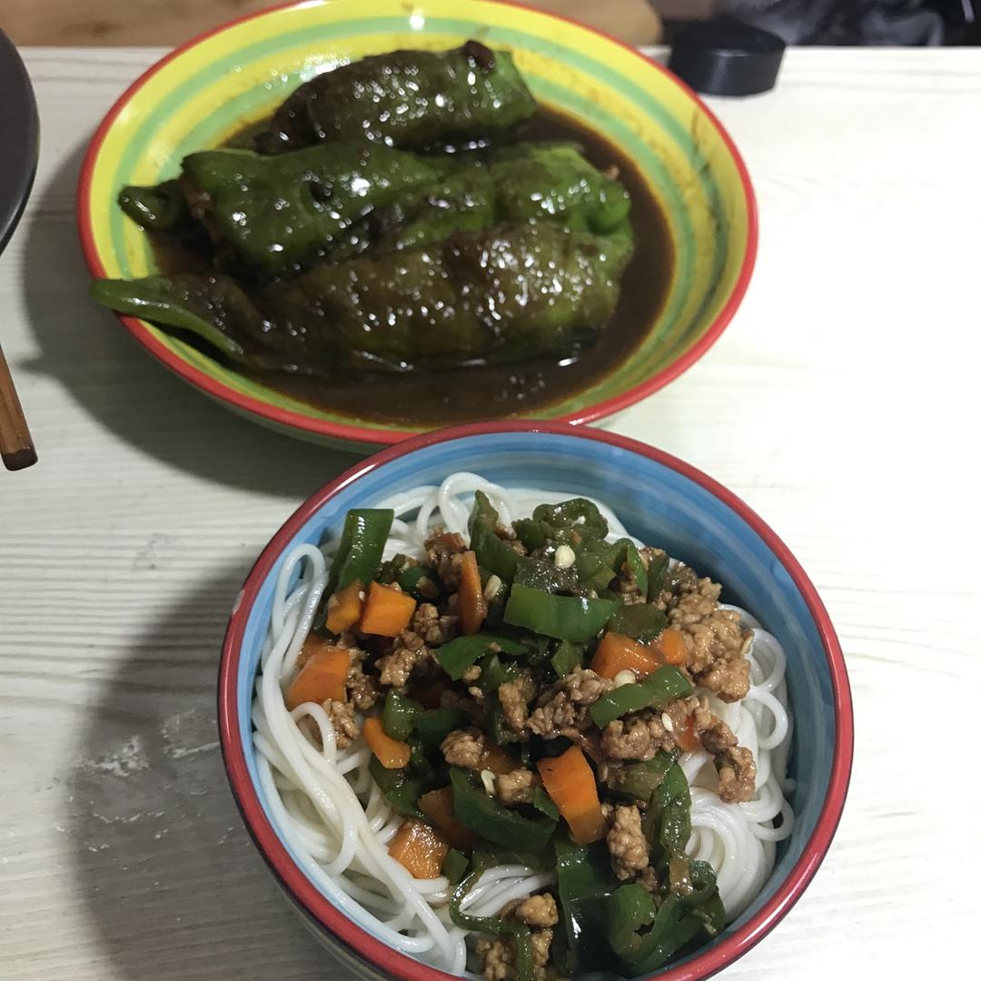 尖椒肉末打卤面