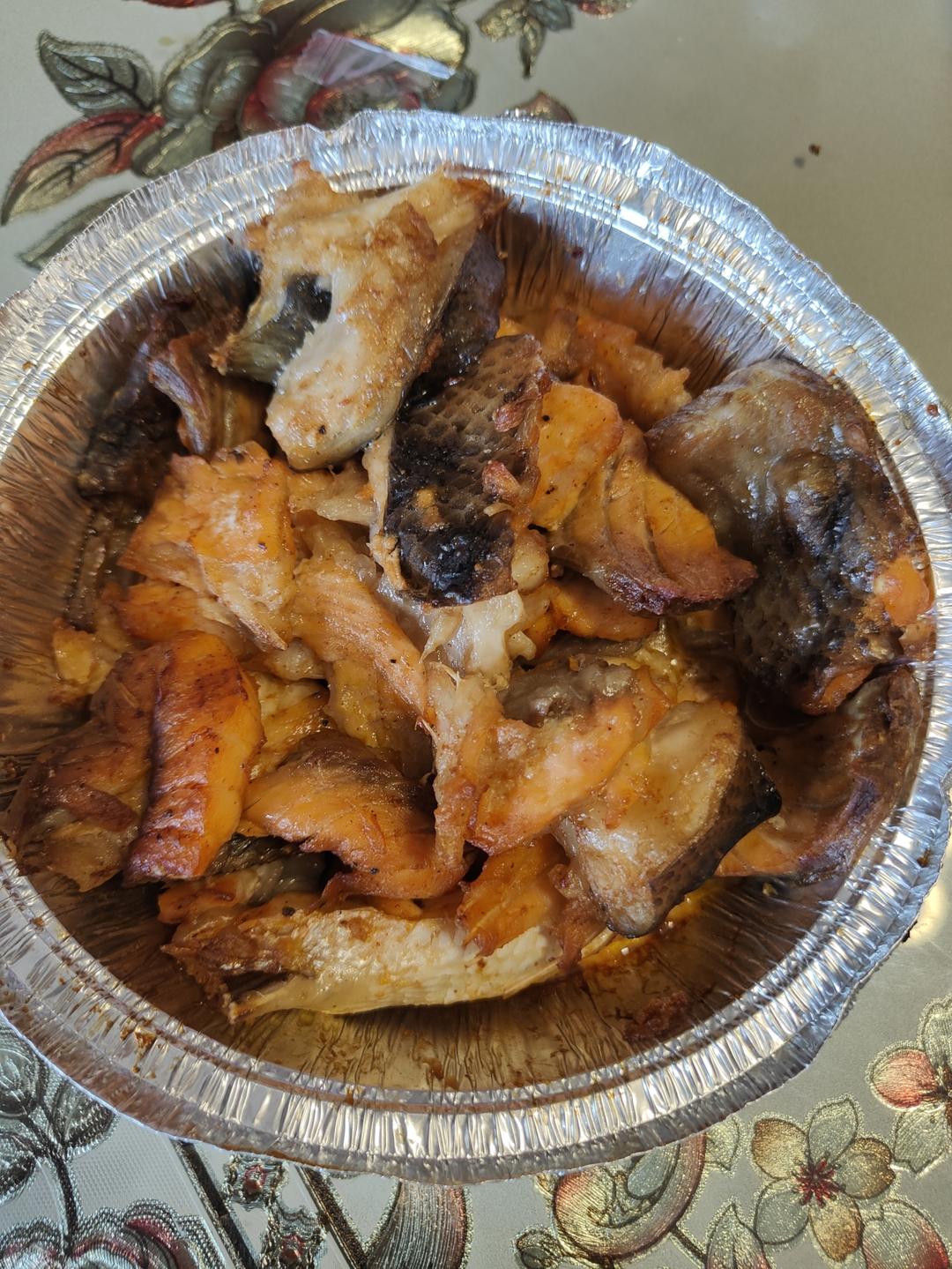 空气炸锅三文鱼骨，太香了！！！