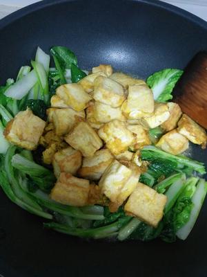 小白菜煎豆腐的做法 步骤6