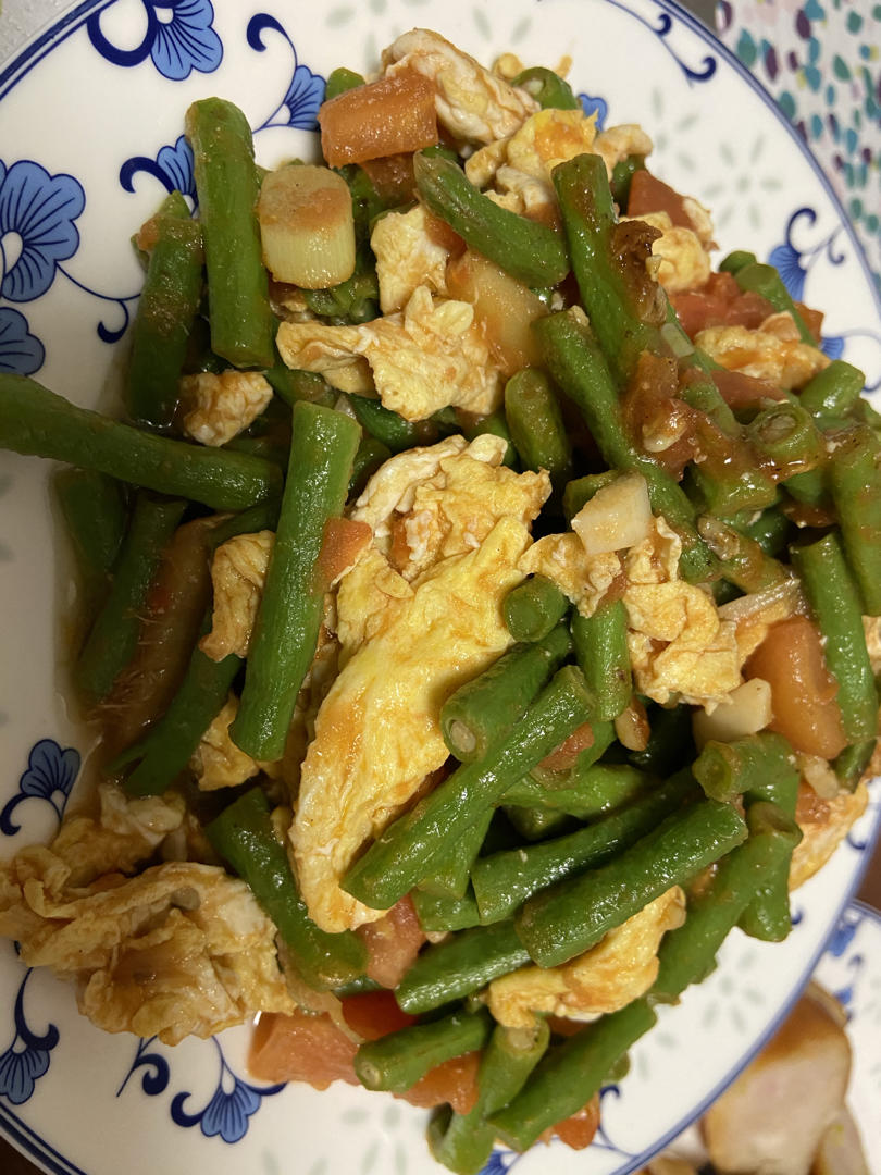 番茄豆角炒鸡蛋