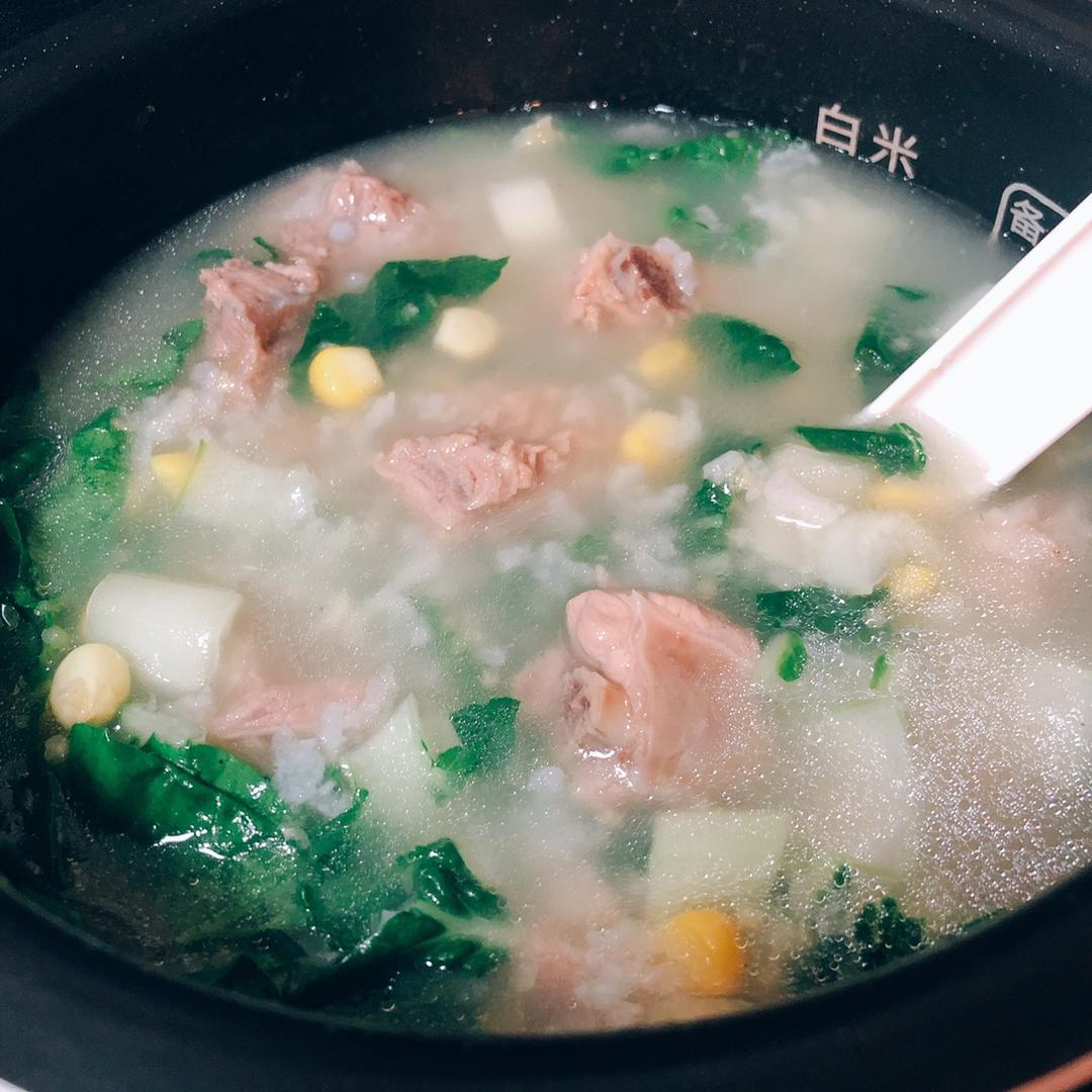 青菜排骨玉米粥(电饭煲简易版)