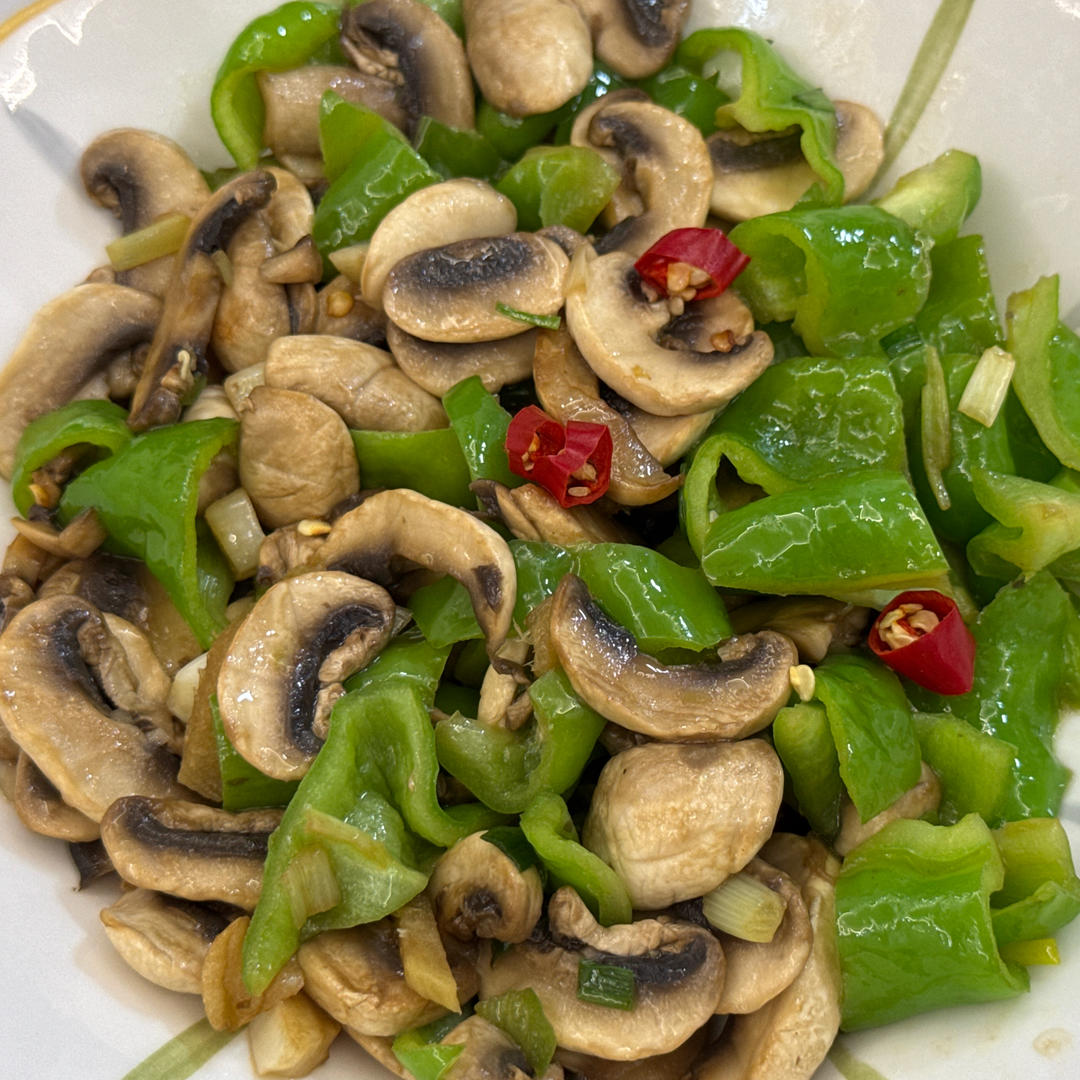 素炒鲜口蘑（白蘑菇），快手家常菜