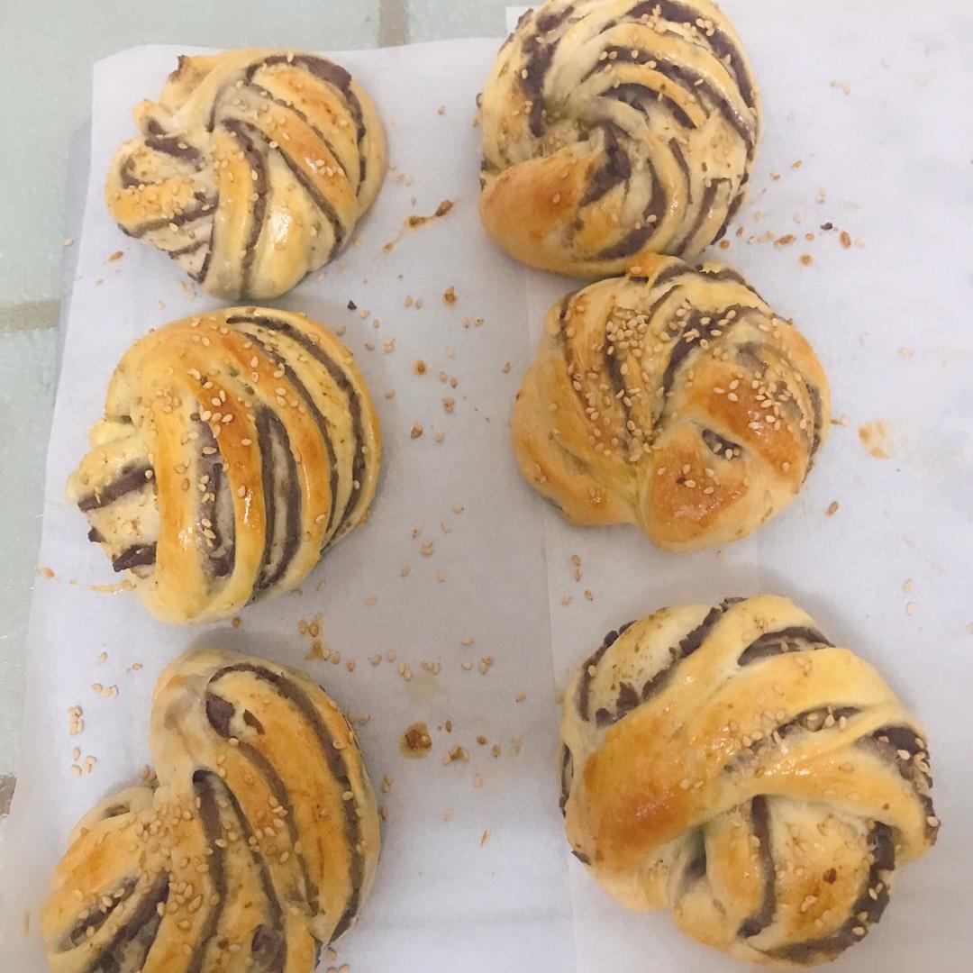 【只做低卡点心】@豆沙面包卷