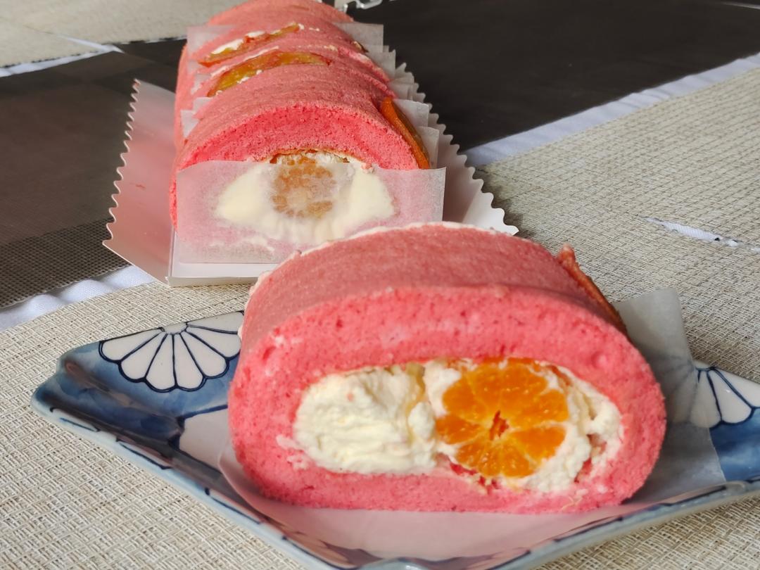 超胖的毛巾面红丝绒奶油蛋糕卷，后蛋法