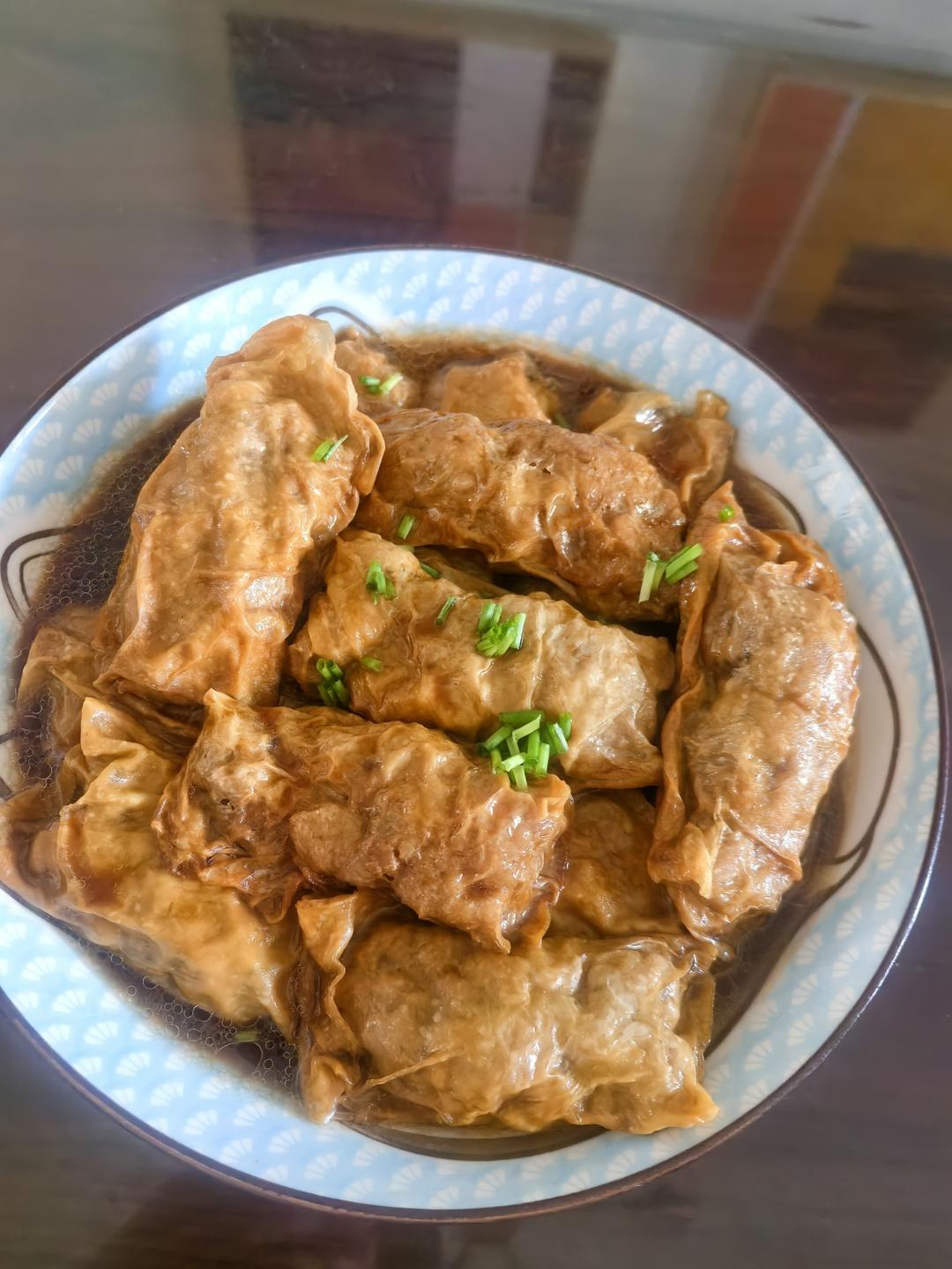 豆腐皮包肉末