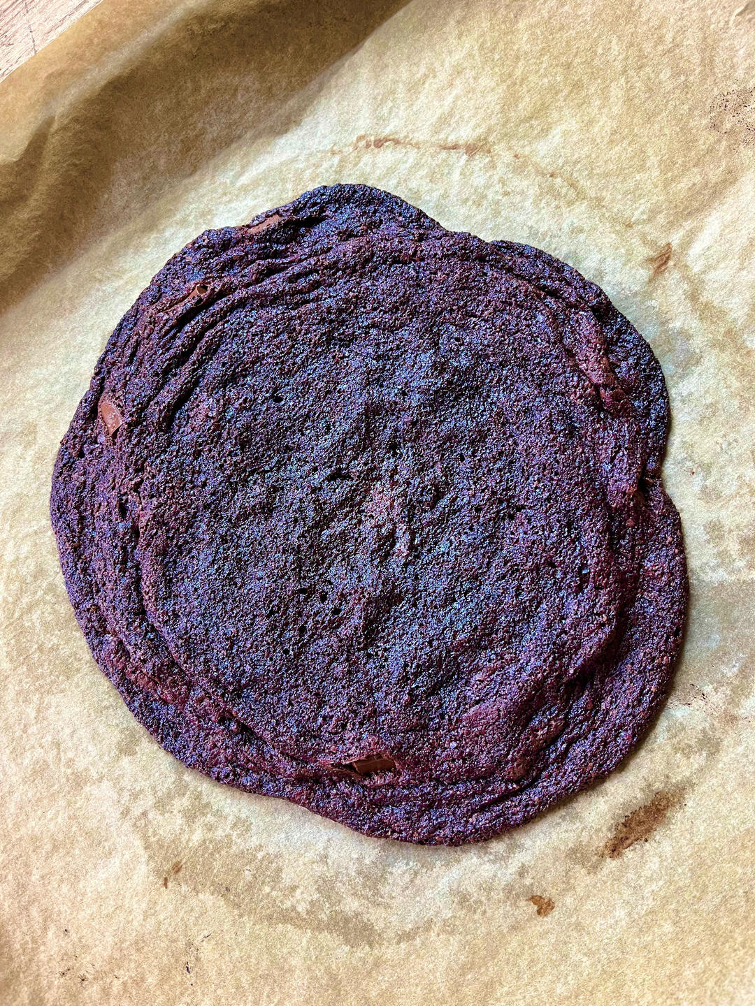 One giant double chocolate cookie