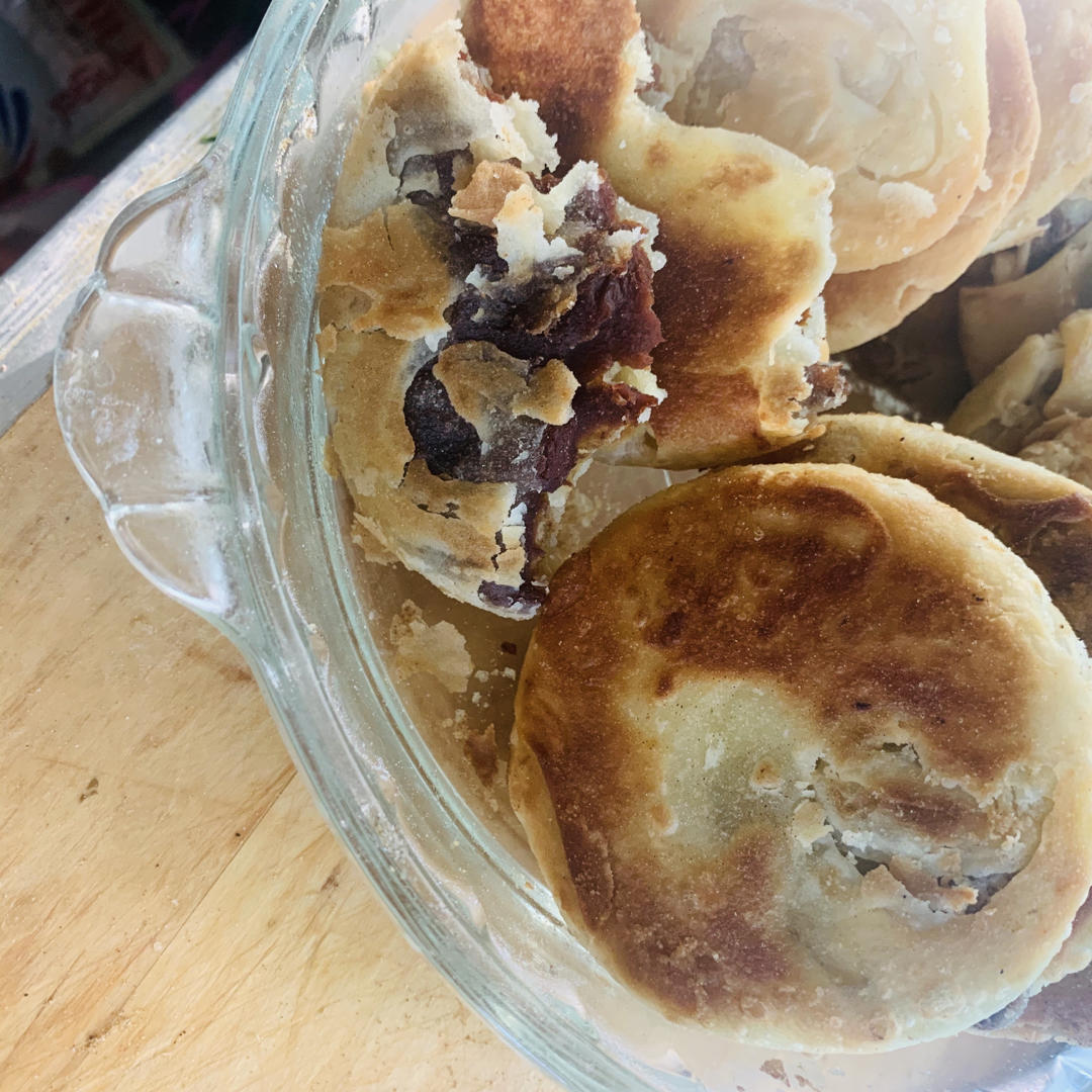 平底锅版酥掉渣豆沙小酥饼