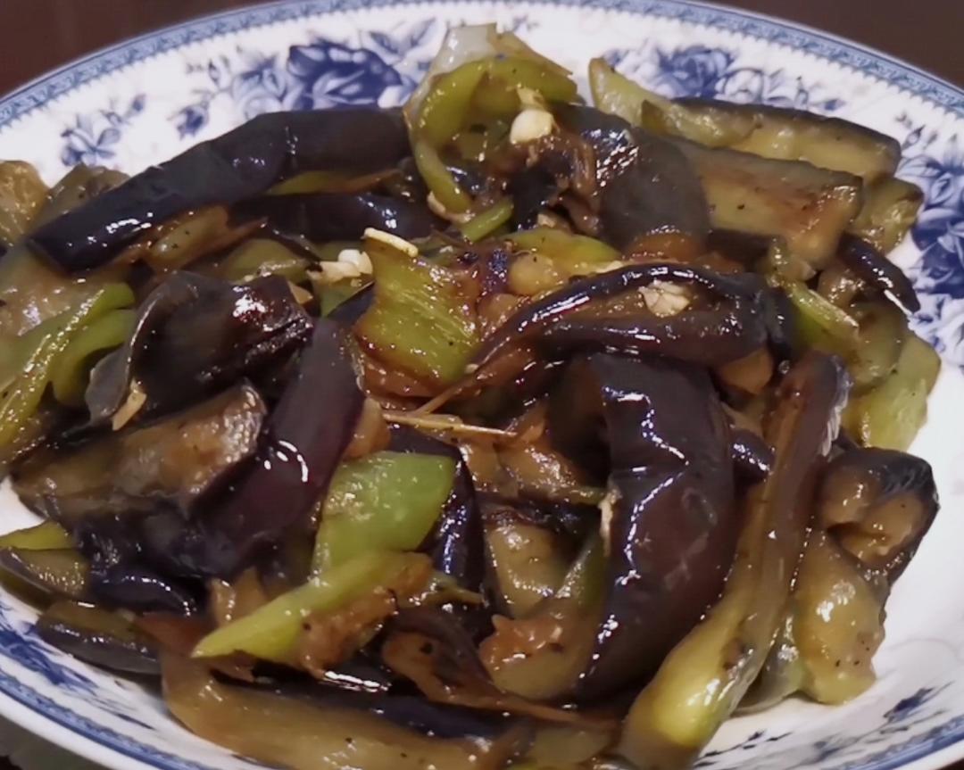 不吃油的茄子素炒青椒