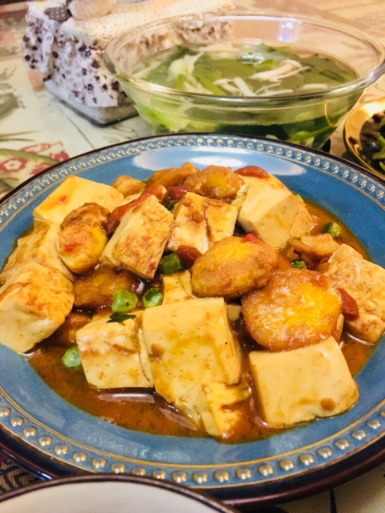 茄汁虾仁炖双豆腐的做法