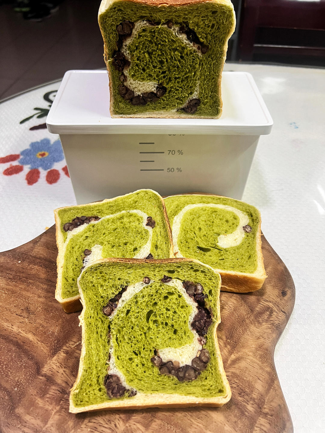 春天的颜色！抹茶红豆吐司！