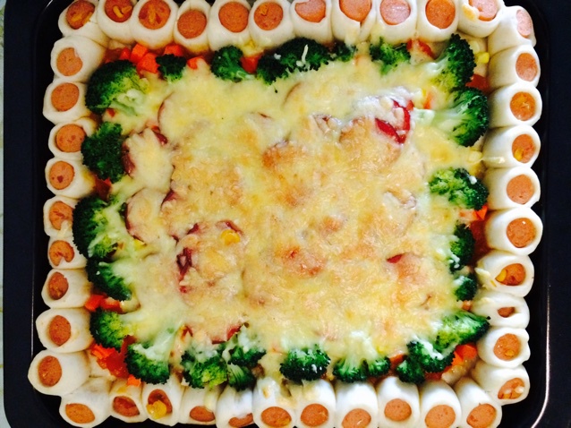 让你不得不心动的香酥虾花边披萨