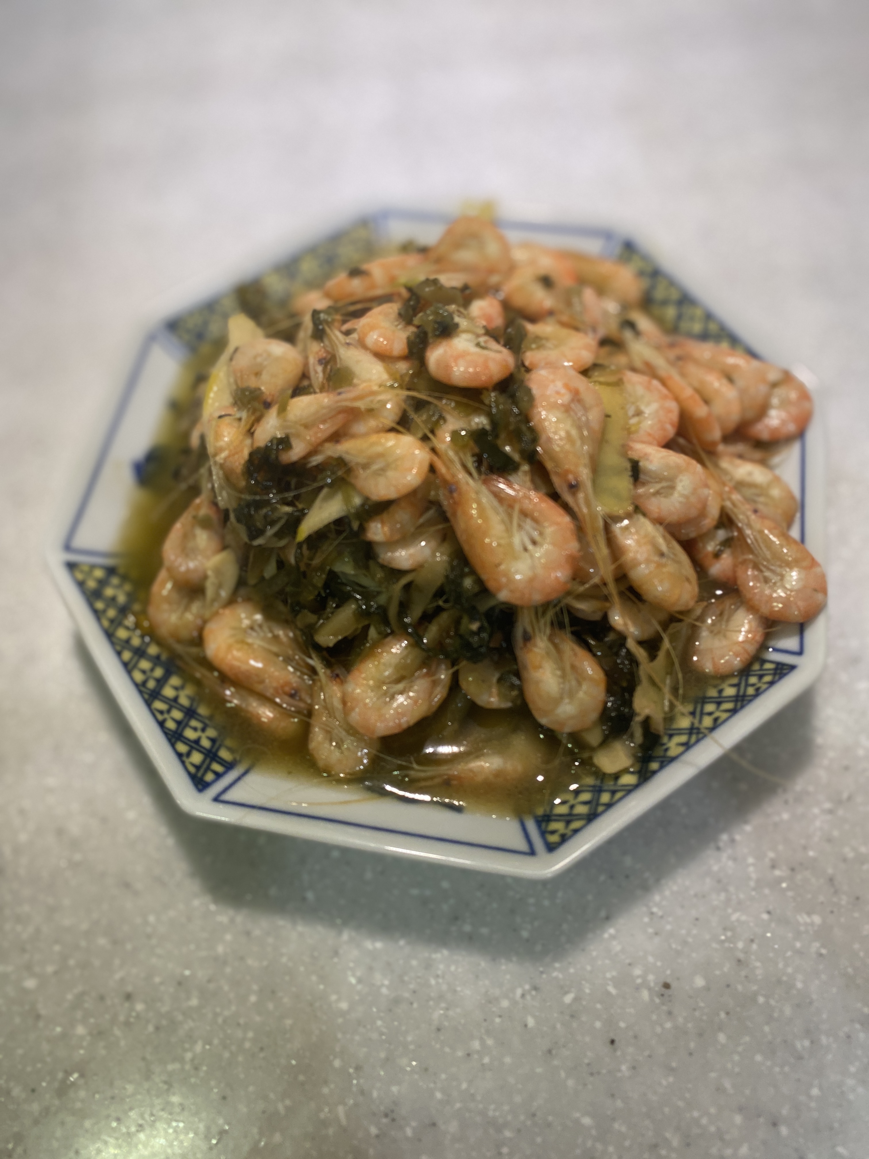 片儿川的变化版本-雪菜春笋口蘑炒白米虾的做法 步骤7