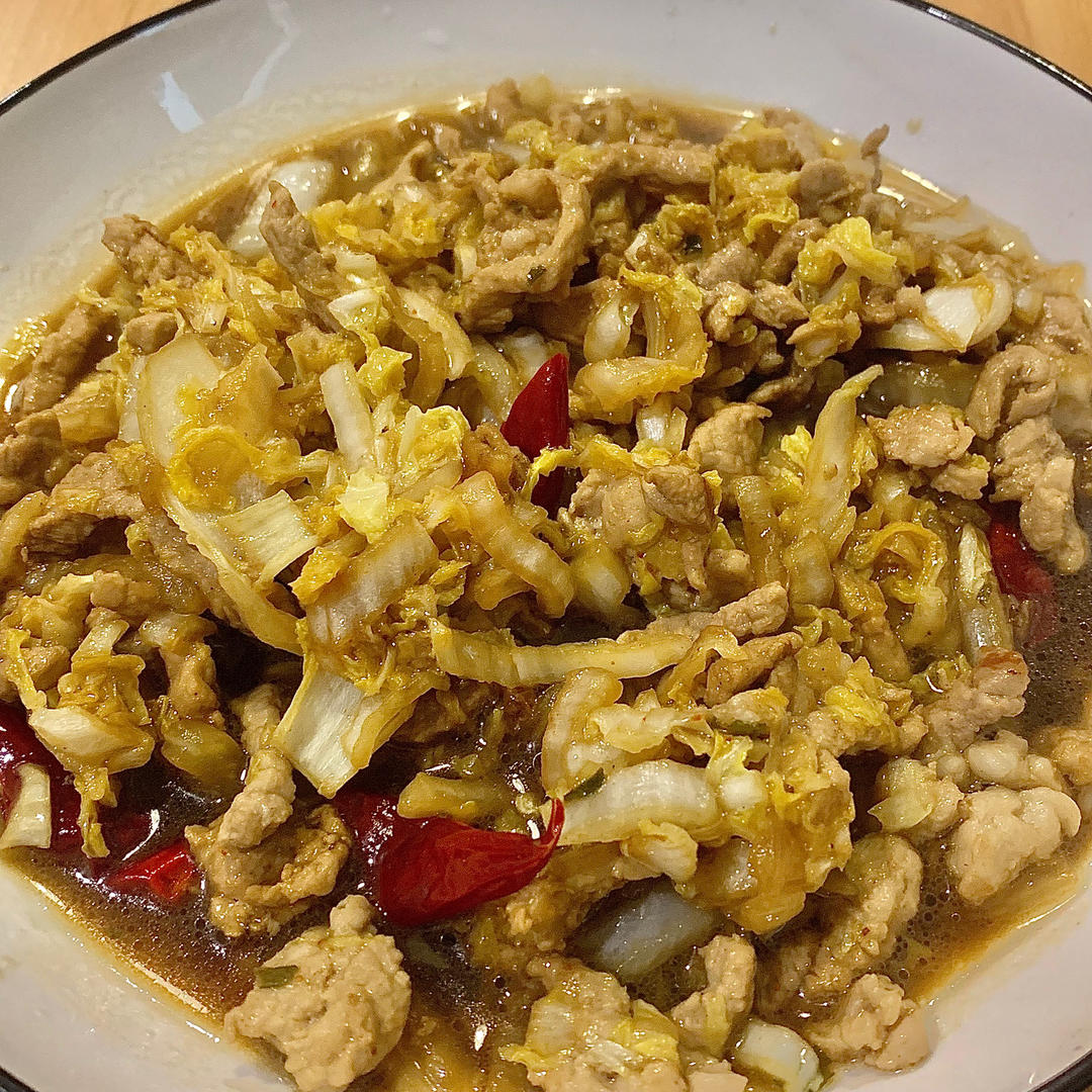 醋溜白菜丝炒肉片