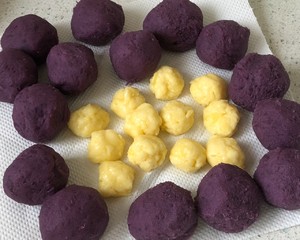 网红爆浆紫薯仙豆糕(低卡版)超长拉丝的做法 步骤6