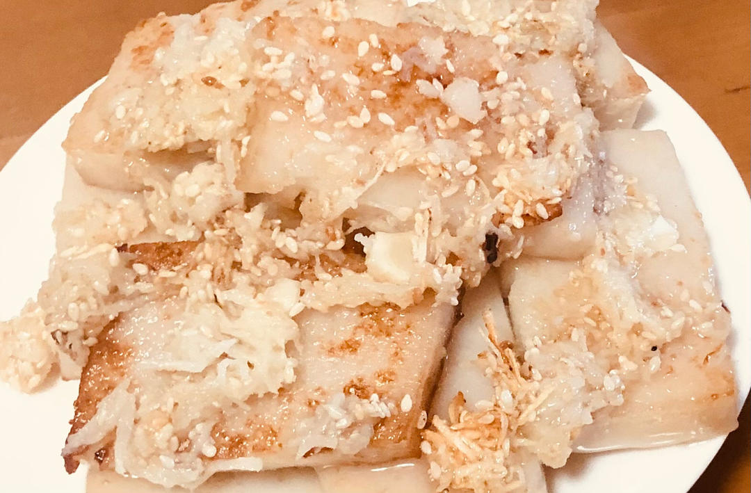 巨好吃的香煎焖子—丘比沙拉汁焙煎芝麻口味