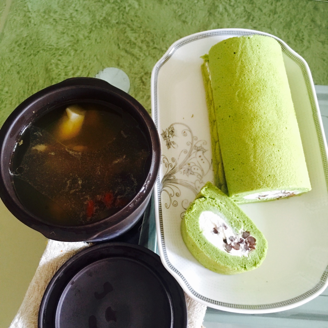 抹茶红豆蛋糕卷