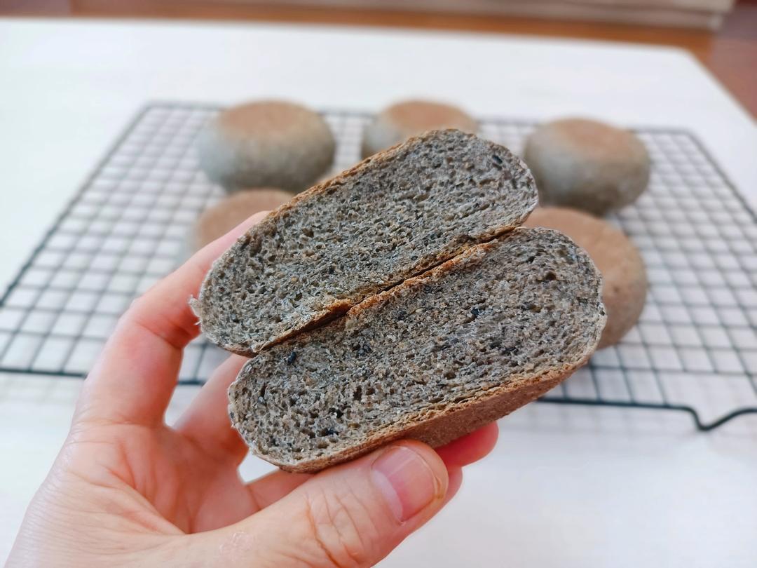 黑芝麻全麦餐包 100%纯全麦