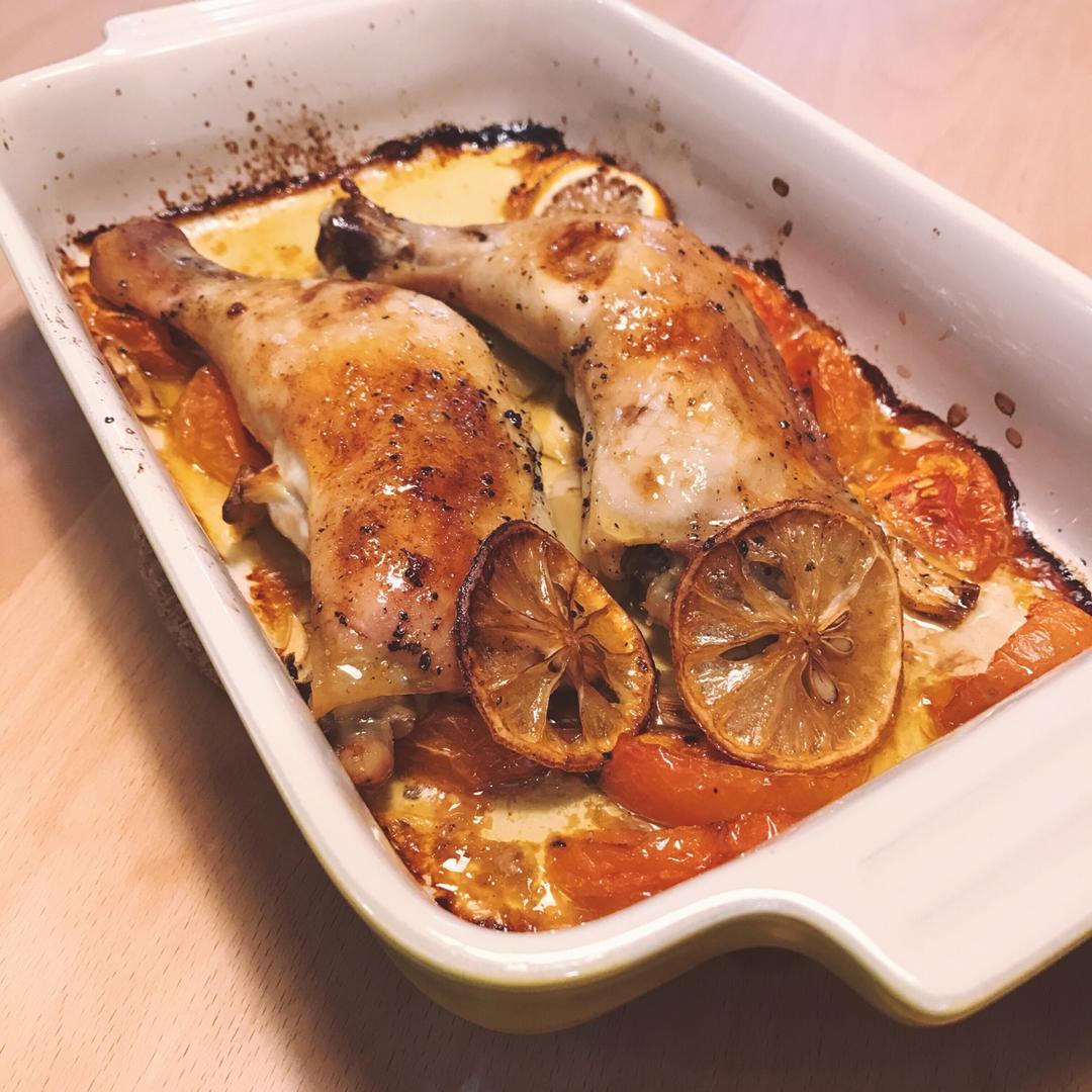 香蒜蕃茄烤鸡腿