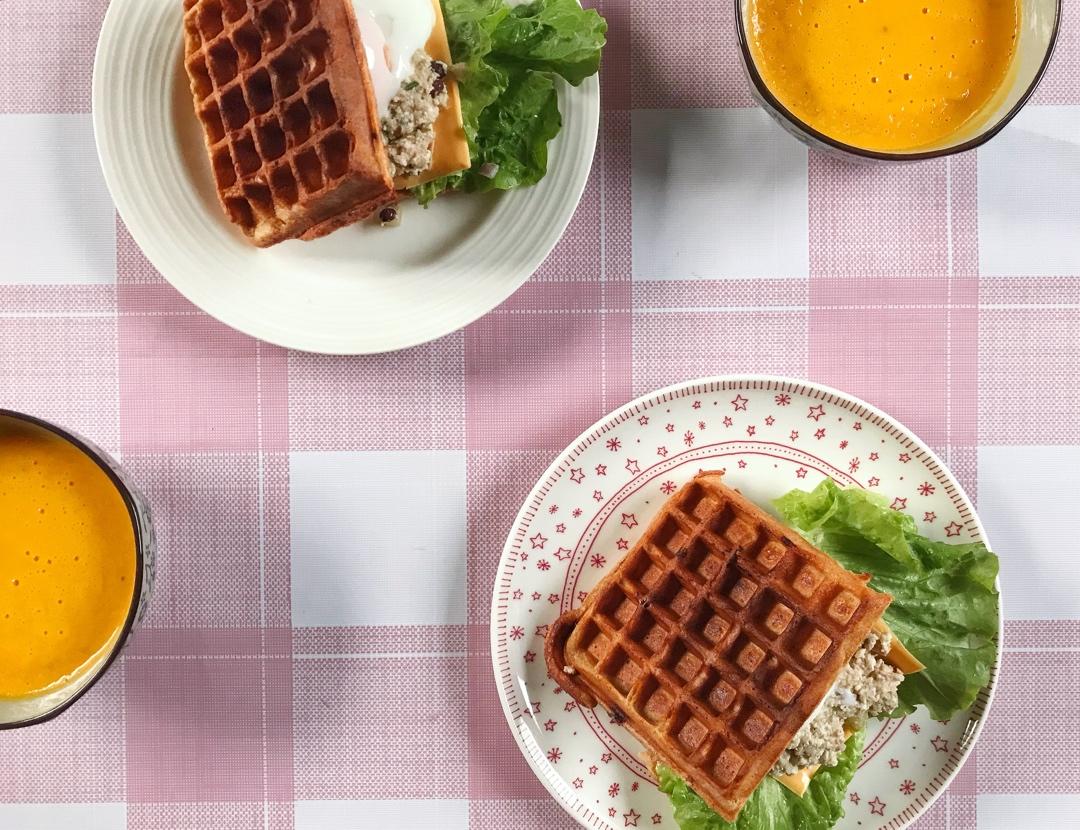 基础款隔夜发酵全麦华夫三明治【健康主食】——贫民窟吐司替代法