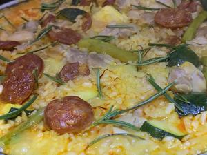 教你用平底锅做🇪🇸西班牙烩饭🥘［Paella de Pollo, alcachofa, chorizo ］的做法 步骤15