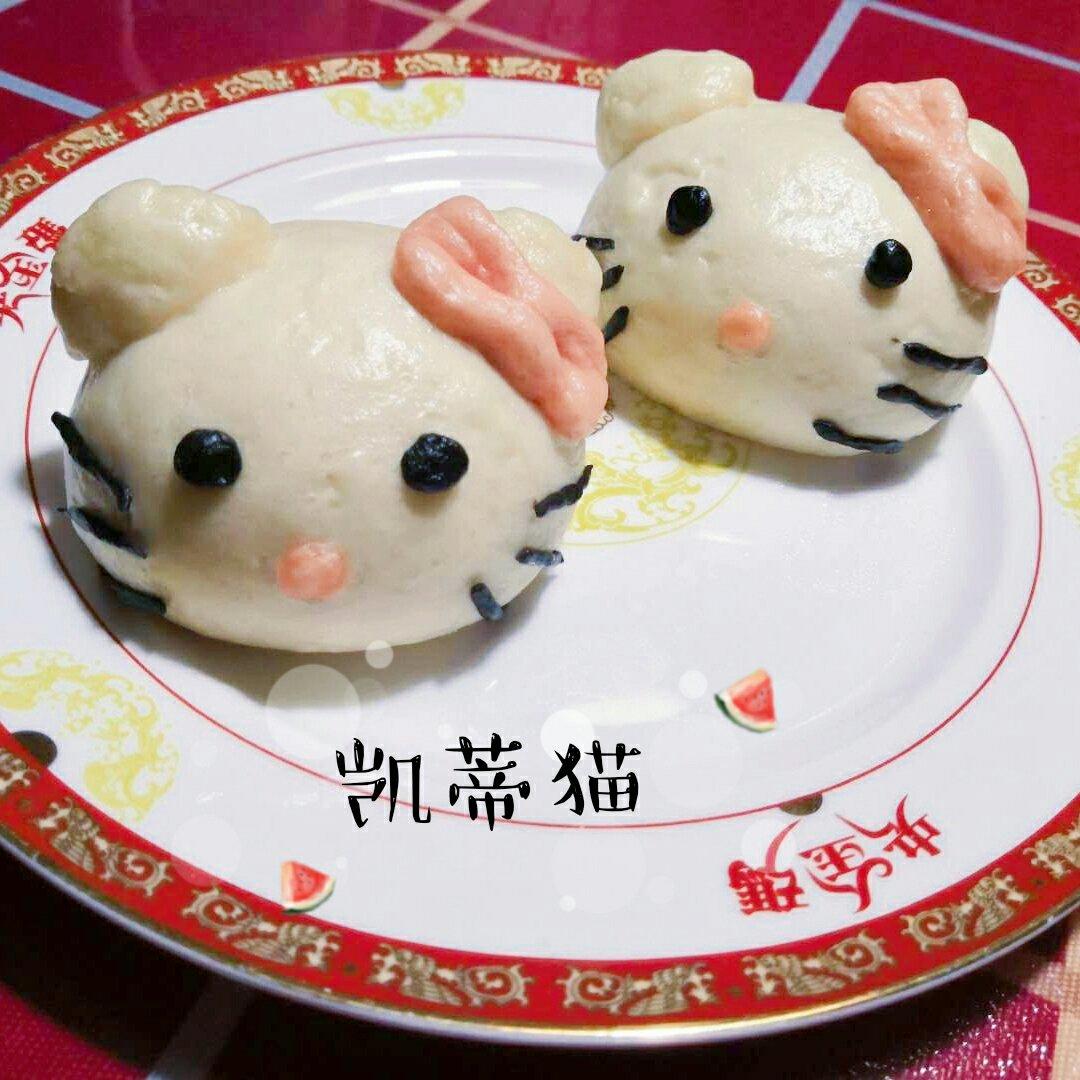 萌萌哒少女心立体HelloKitty奶黄包子造型馒头