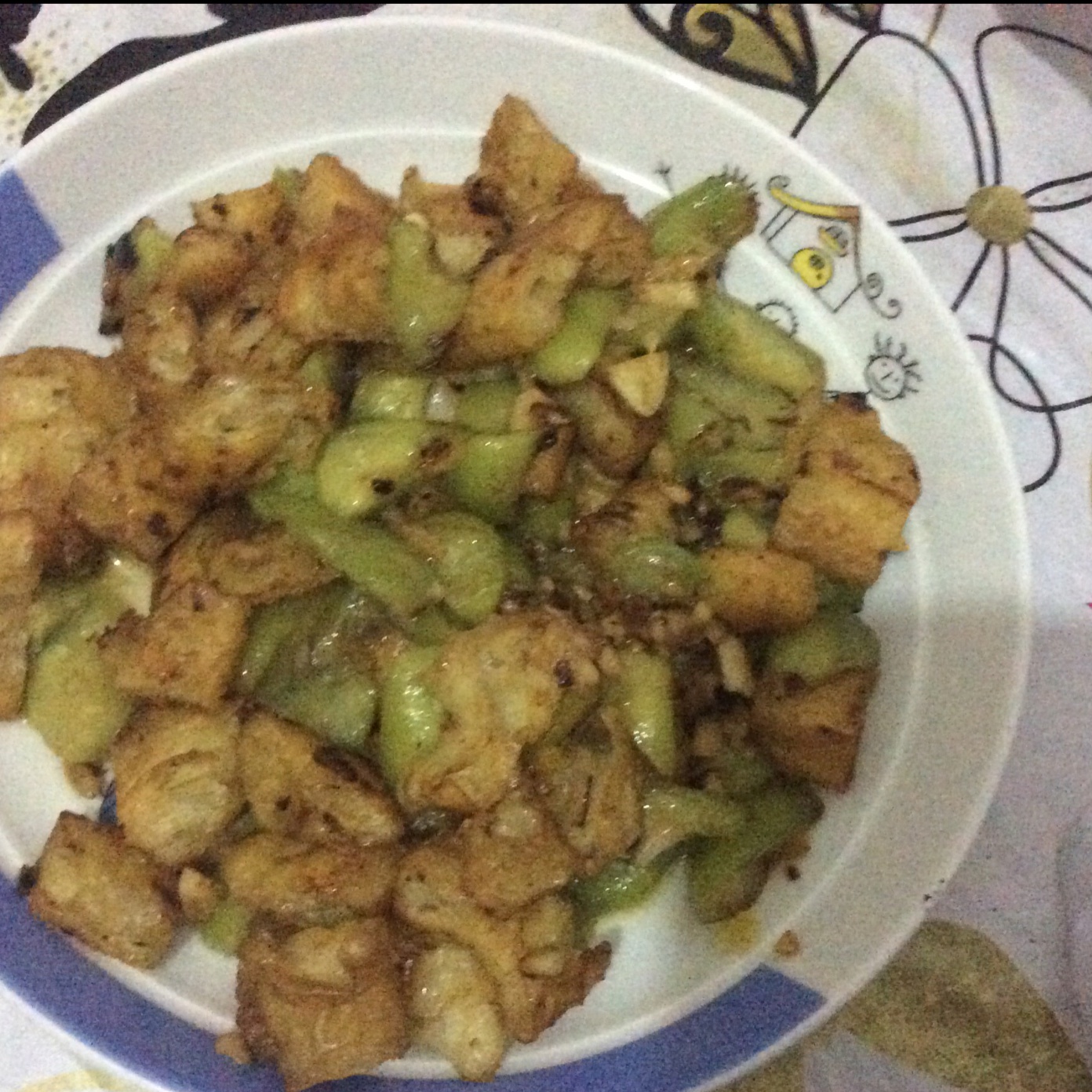 丝瓜炒油条