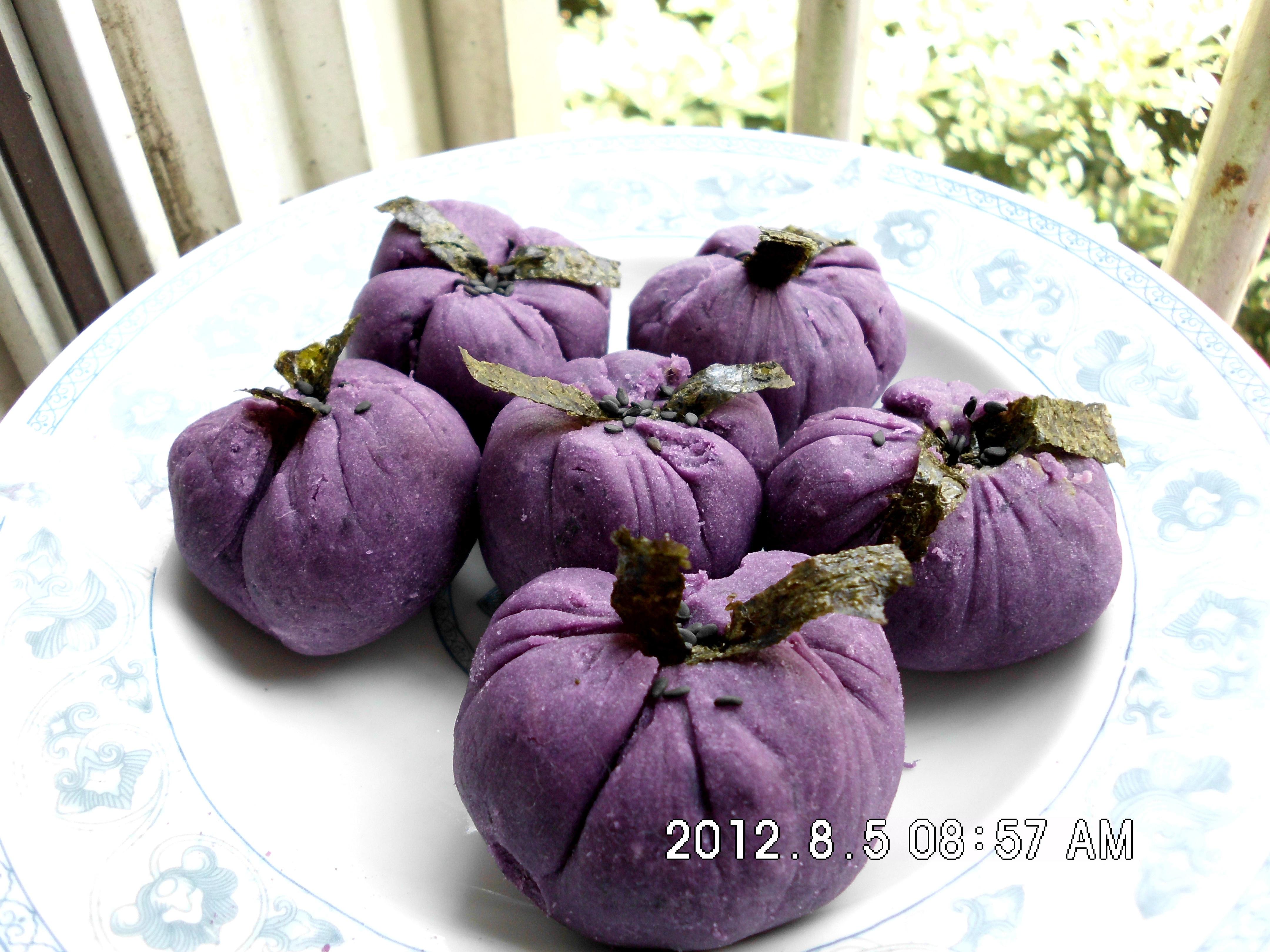 紫薯绿豆海苔团的做法